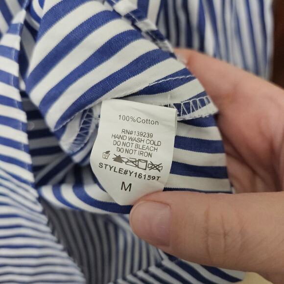 Tuckernuck Pomander Place Nautical Blue/White Striped Top Sz Medium Cotton - Picture 7 of 8